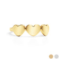 Engraved Heart Ring - 18K Gold Stainless Steel | Three Heart Design Comfort Fit Band - Ring | Sunflower Soul Boutique