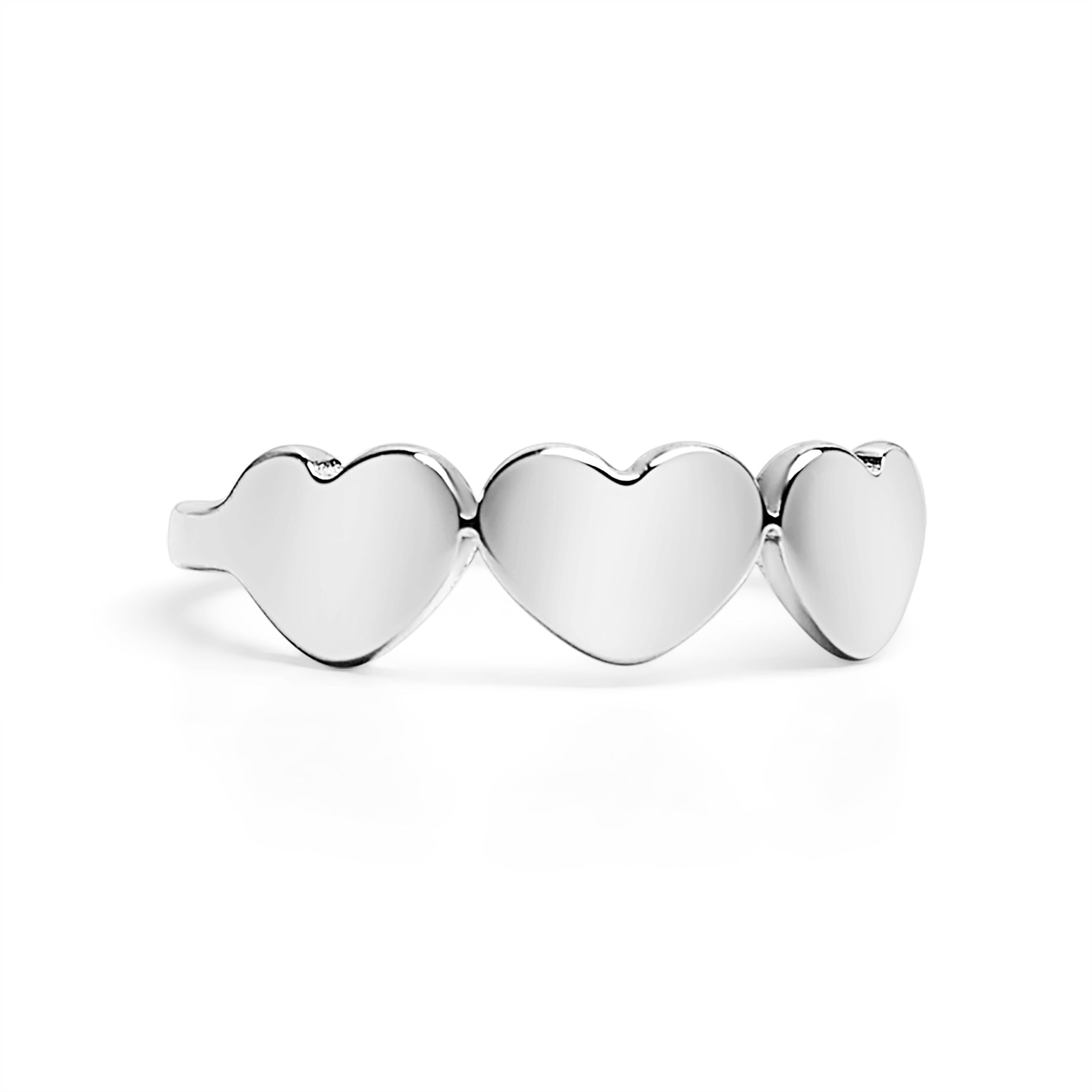 Engraved Heart Ring - 18K Gold Stainless Steel | Three Heart Design Comfort Fit Band - Ring | Sunflower Soul Boutique