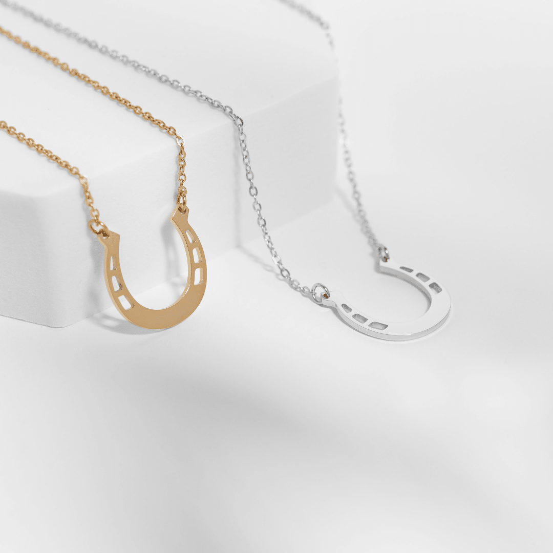 Engraved Horseshoe Necklace - 18" Stainless Steel Pendant | Durable Jewelry Alternative - Necklaces | Sunflower Soul Boutique