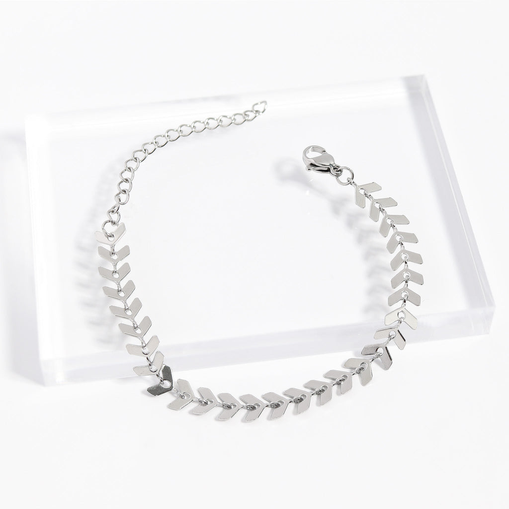 Engraved Pearl Bracelet – Gold Stainless Steel Adjustable Chevron Chain - Bracelets | Sunflower Soul Boutique