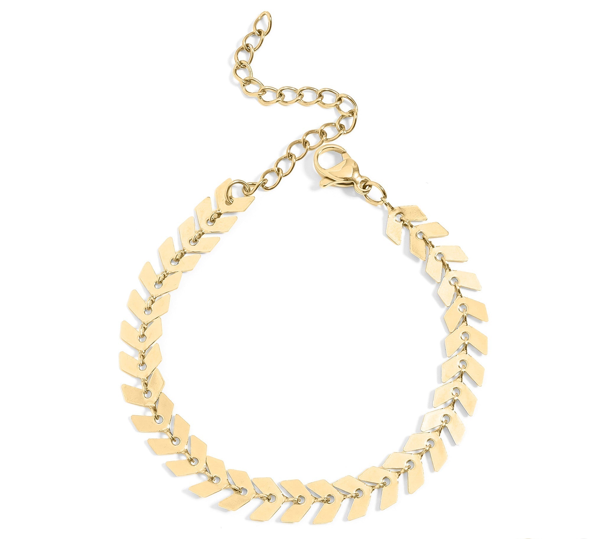Engraved Pearl Bracelet – Gold Stainless Steel Adjustable Chevron Chain - Bracelets | Sunflower Soul Boutique