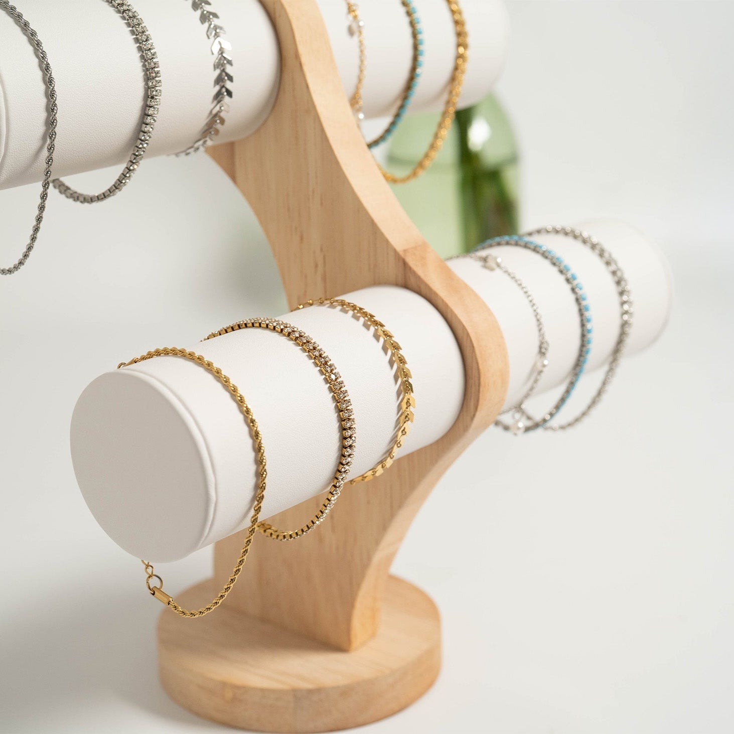 Engraved Pearl Bracelet – Gold Stainless Steel Adjustable Chevron Chain - Bracelets | Sunflower Soul Boutique