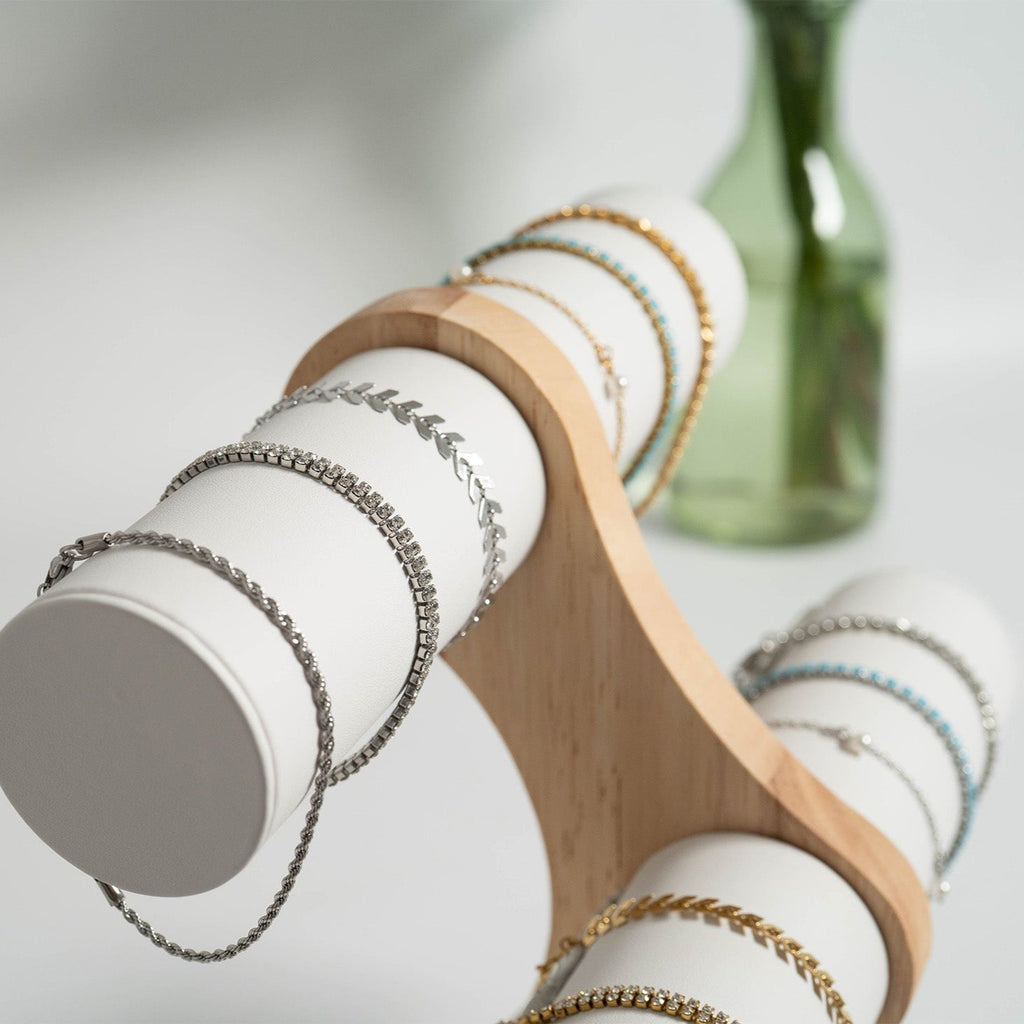 Engraved Pearl Bracelet – Gold Stainless Steel Adjustable Chevron Chain - Bracelets | Sunflower Soul Boutique