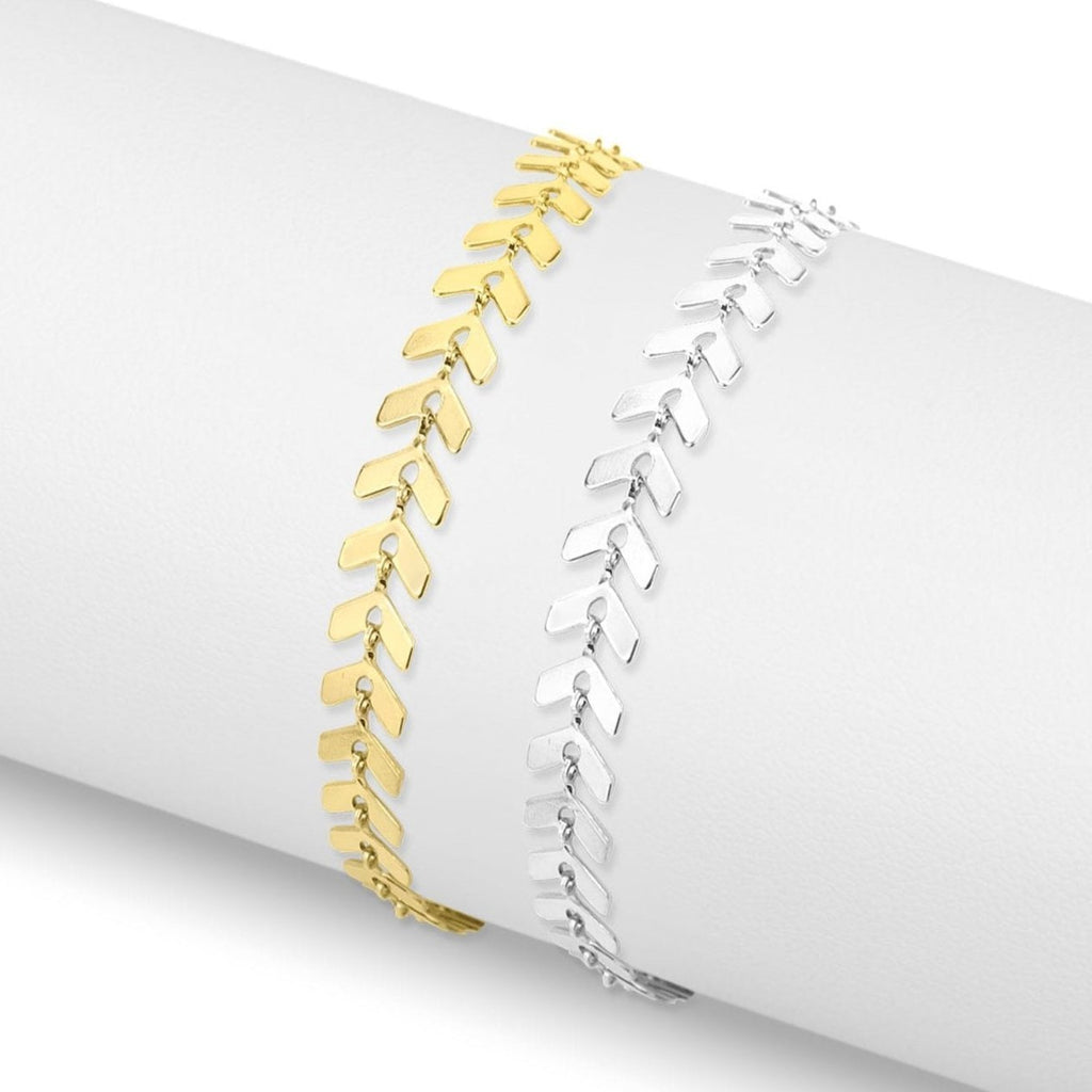 Engraved Pearl Bracelet – Gold Stainless Steel Adjustable Chevron Chain - Bracelets | Sunflower Soul Boutique