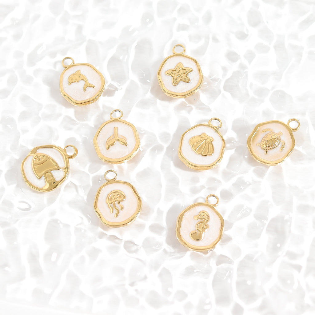 Gold Fish Charm – 18K Gold Pendant with White Epoxy | Waterproof Non-Tarnish Jewelry