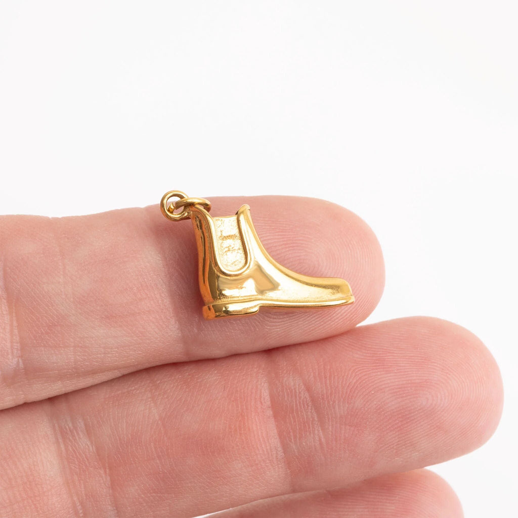 Equestrian Boot Charm – 18K Gold Jewelry | Tarnish Resistant Stainless Steel - Charms | Sunflower Soul Boutique