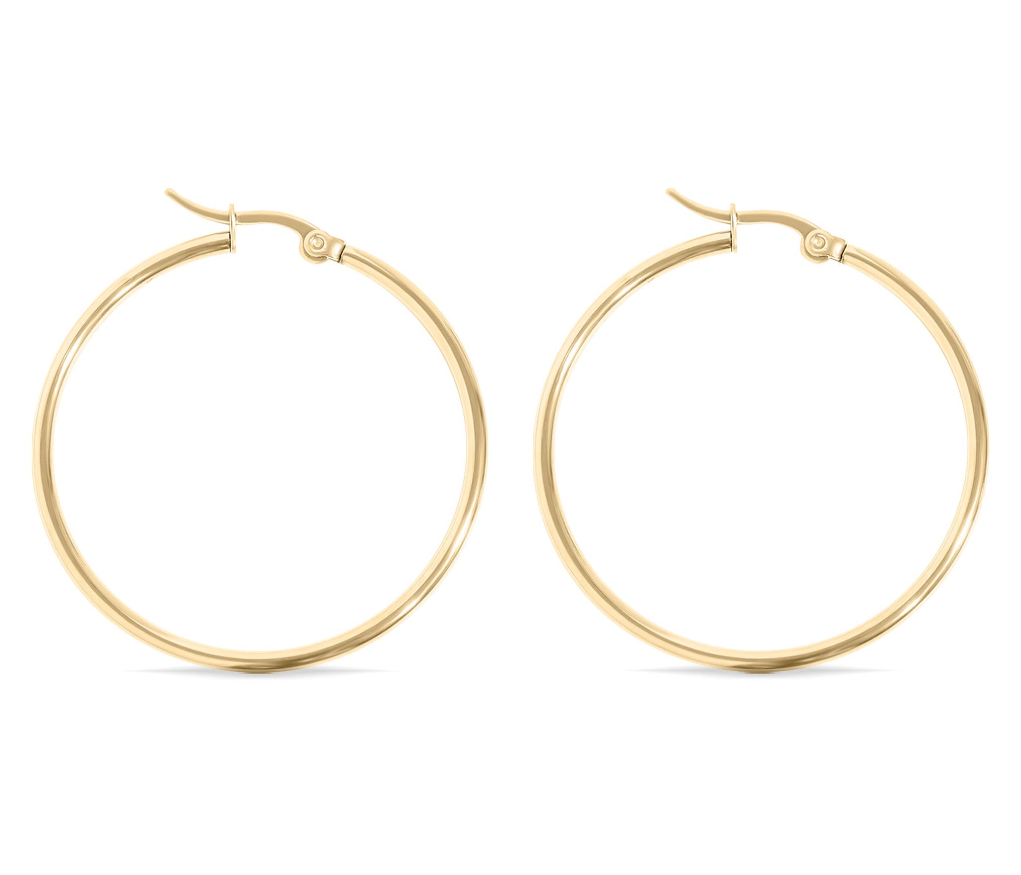 Gold Hoop Earrings – 18K Gold Stainless Steel Round Tube Hoops | Hypoallergenic & Durable