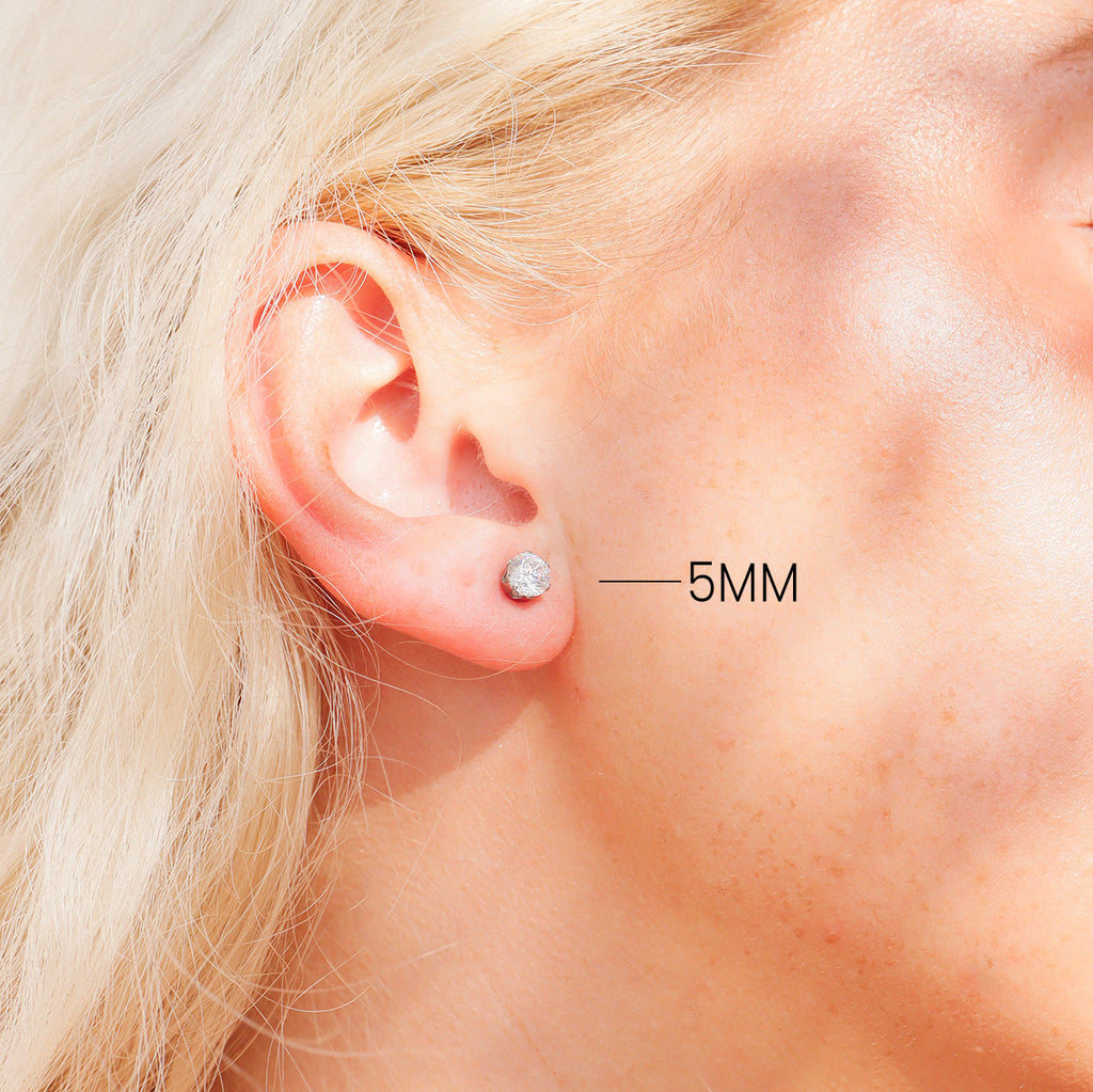 Stainless Steel Stud Earrings – Round CZ Hypoallergenic Gold PVD Durable Studs