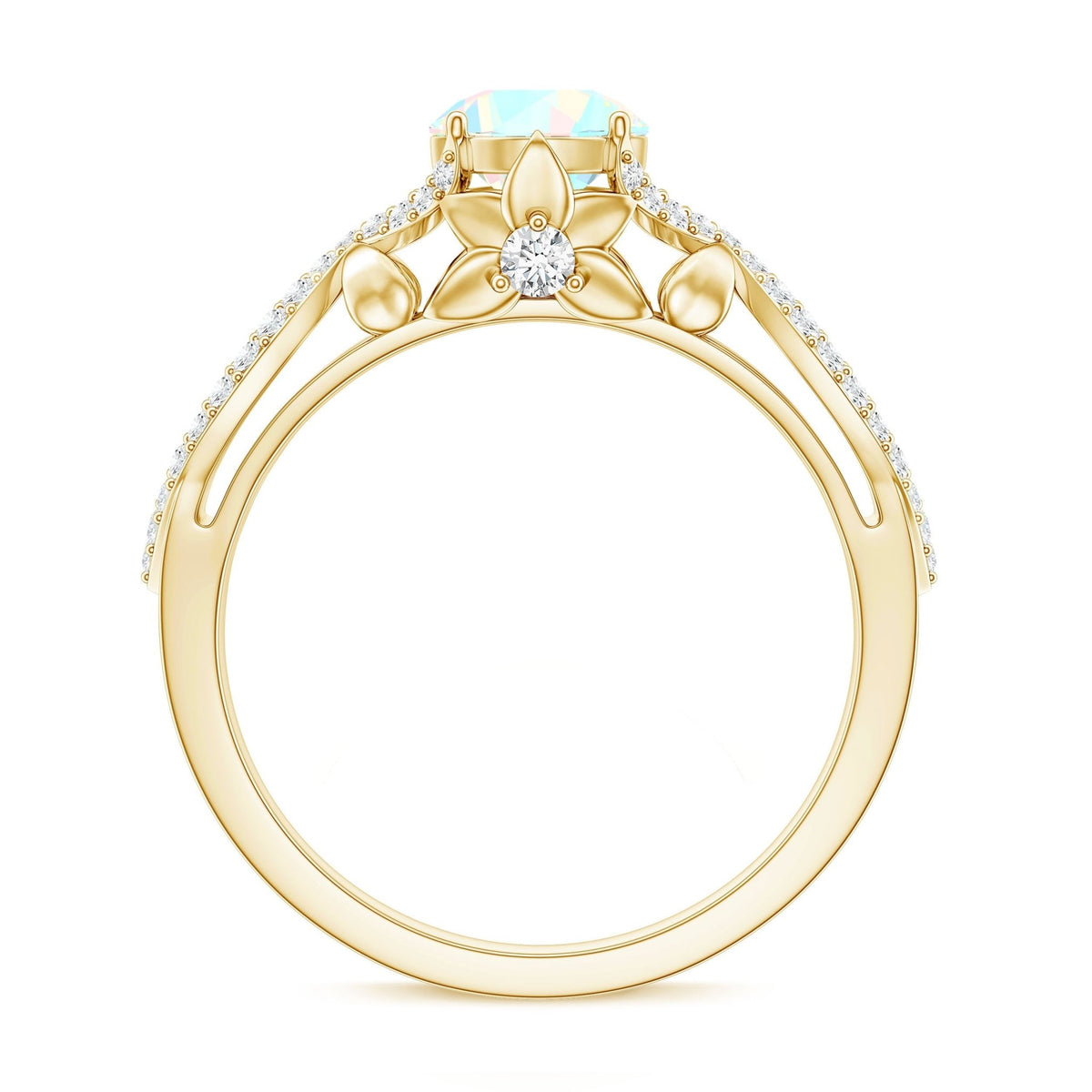 Ethiopian Opal and Diamond Engagement Ring with Crossover Shank