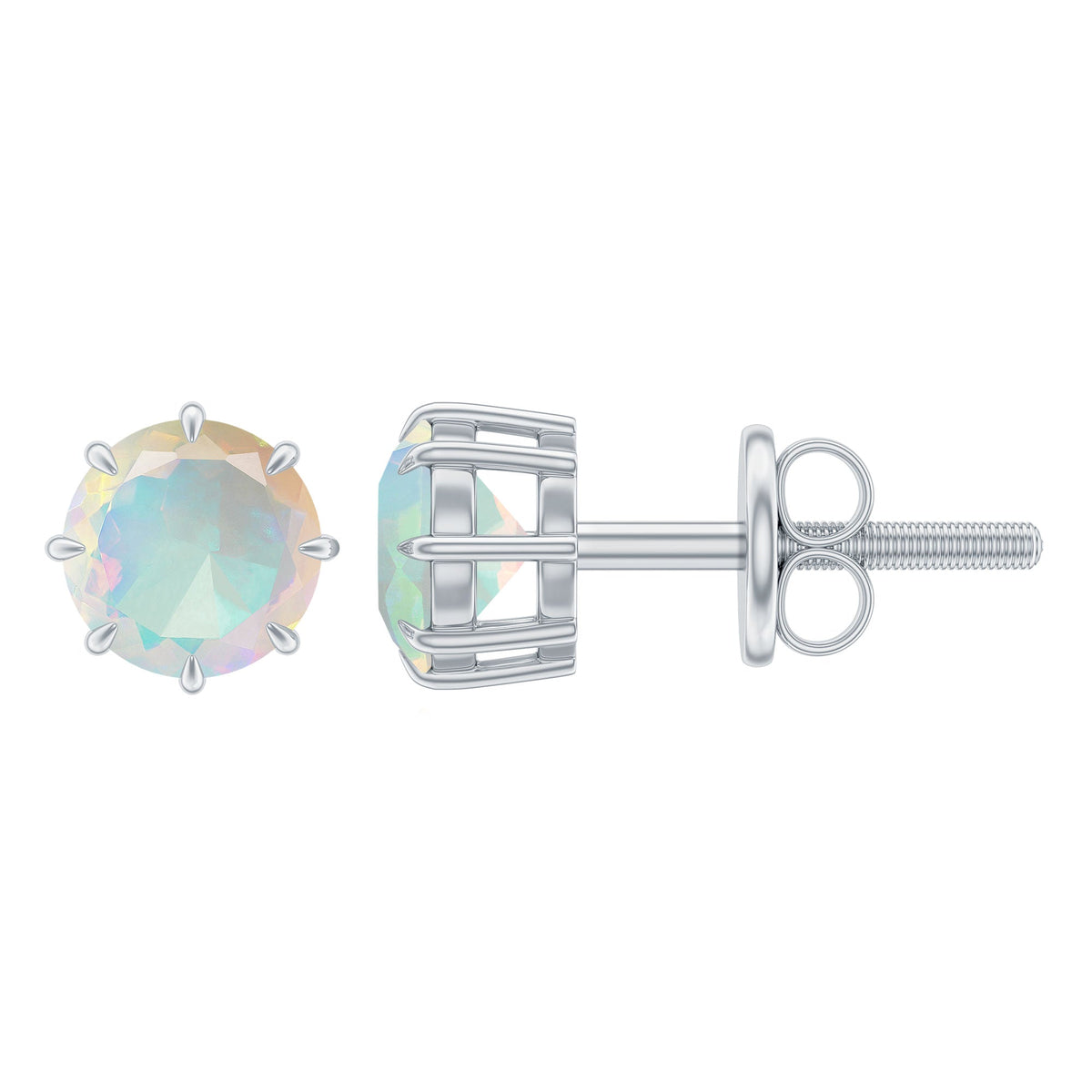 Ethiopian Opal Earrings – 1 Carat Solitaire Studs | AAA Quality Rainbow Opal Jewelry