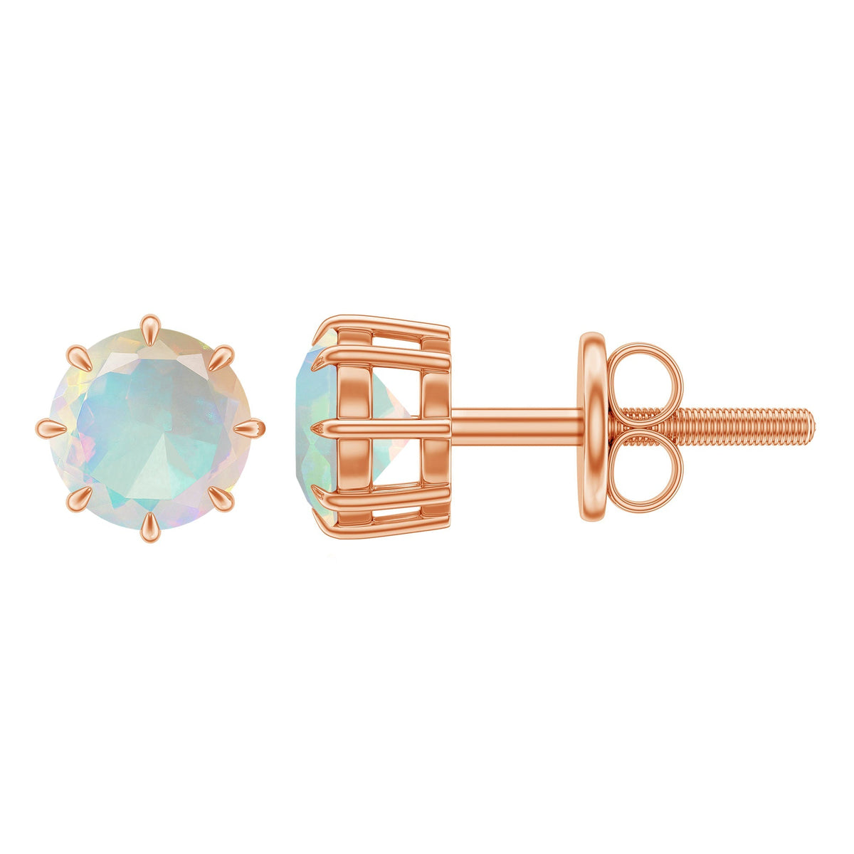 Ethiopian Opal Earrings – 1 Carat Solitaire Studs | AAA Quality Rainbow Opal Jewelry