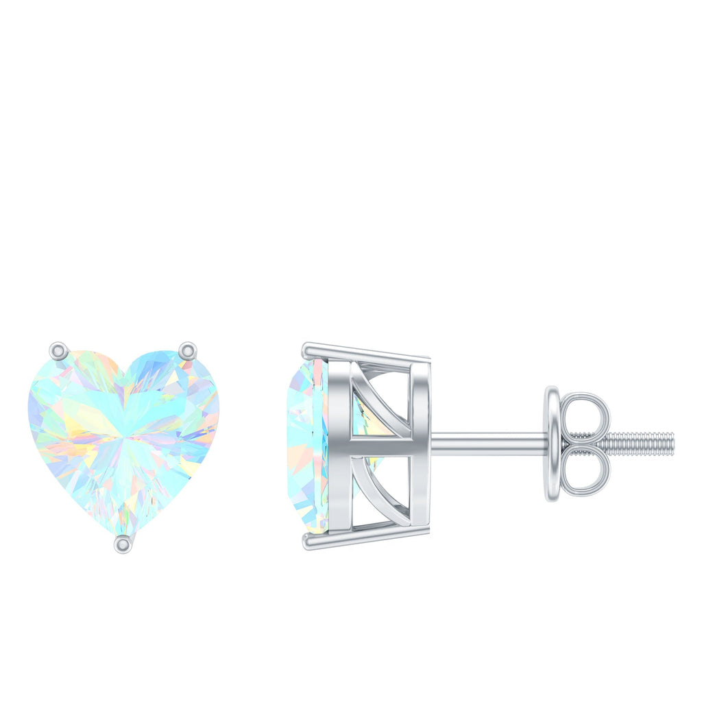 Ethiopian Opal Earrings – 1.5 Carat Heart Shape Solitaire Studs with Secure Screw Backs
