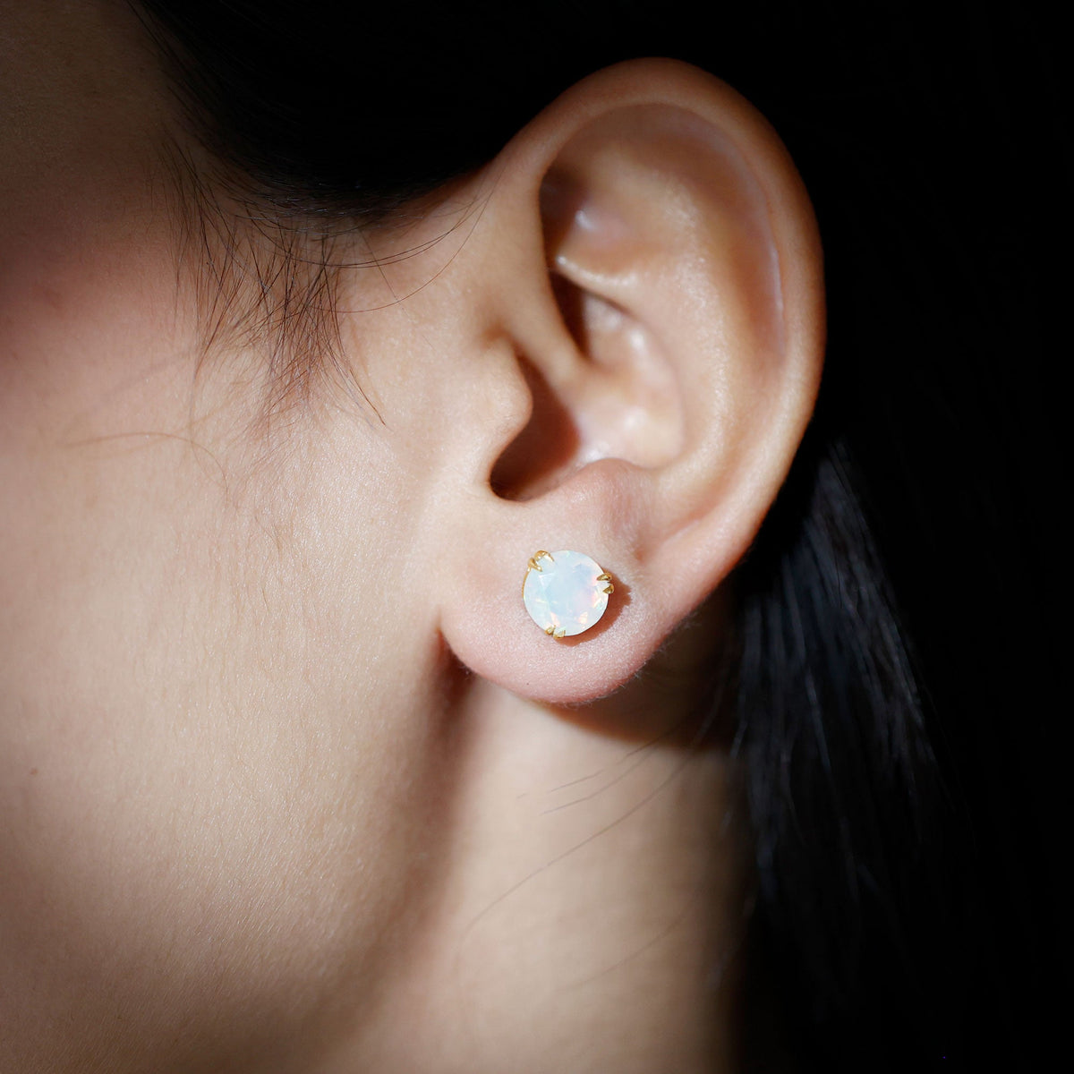 Ethiopian Opal Earrings – 4 Carat AAA Quality Opal Studs in Double Prong Setting