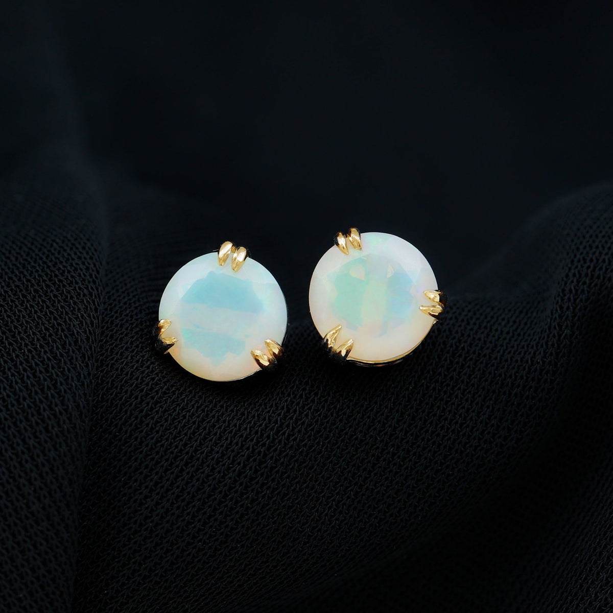 Ethiopian Opal Earrings – 4 Carat AAA Quality Opal Studs in Double Prong Setting