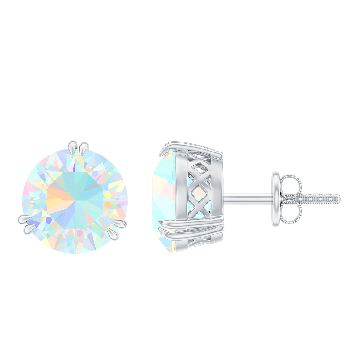 Ethiopian Opal Earrings – 4 Carat AAA Quality Opal Studs in Double Prong Setting