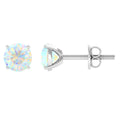 Ethiopian Opal Earrings – 4 Carat Round Cut Solitaire Studs | AAA Quality Rainbow Opal