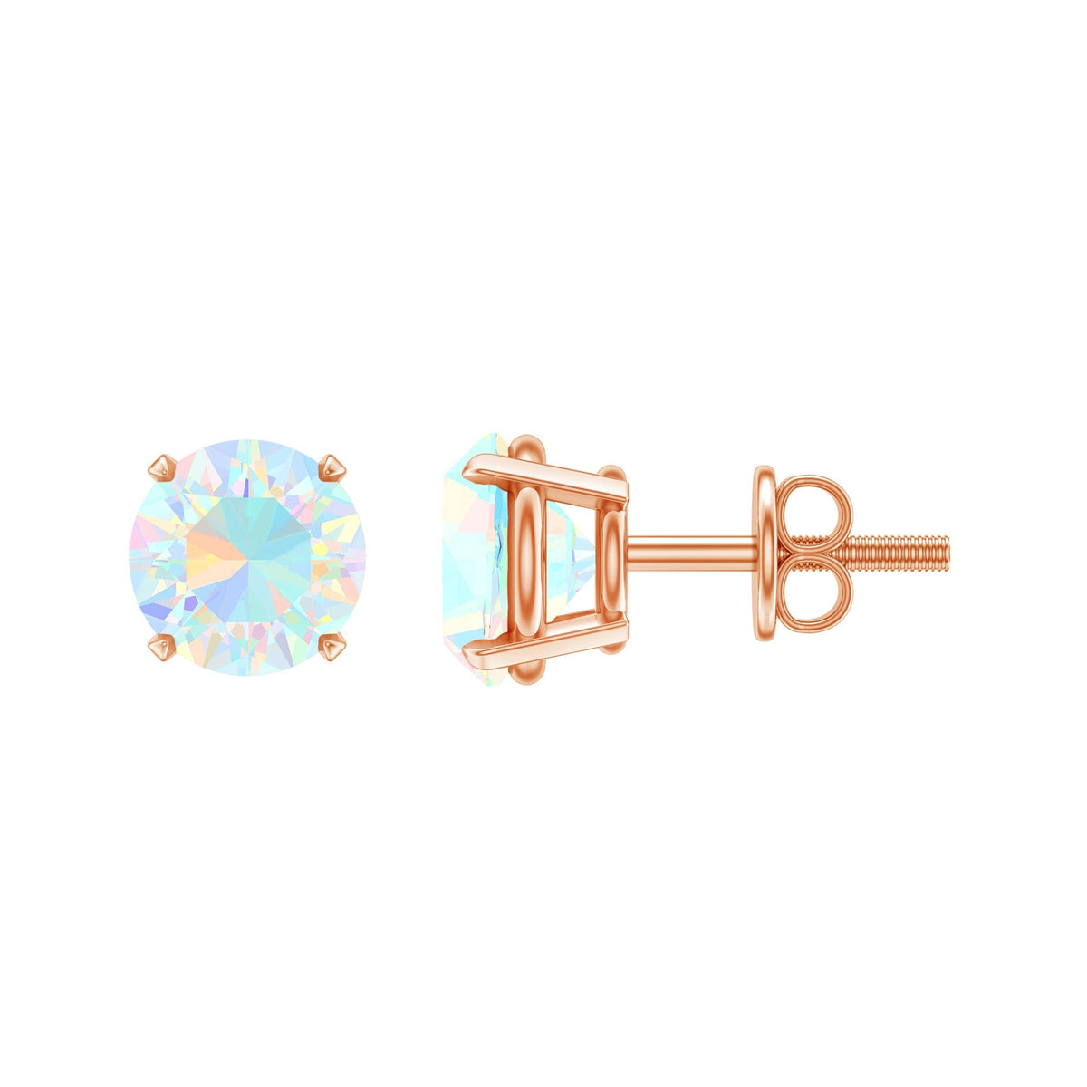 Ethiopian Opal Earrings – 5mm Round Opal Studs | Claw Setting Jewelry
