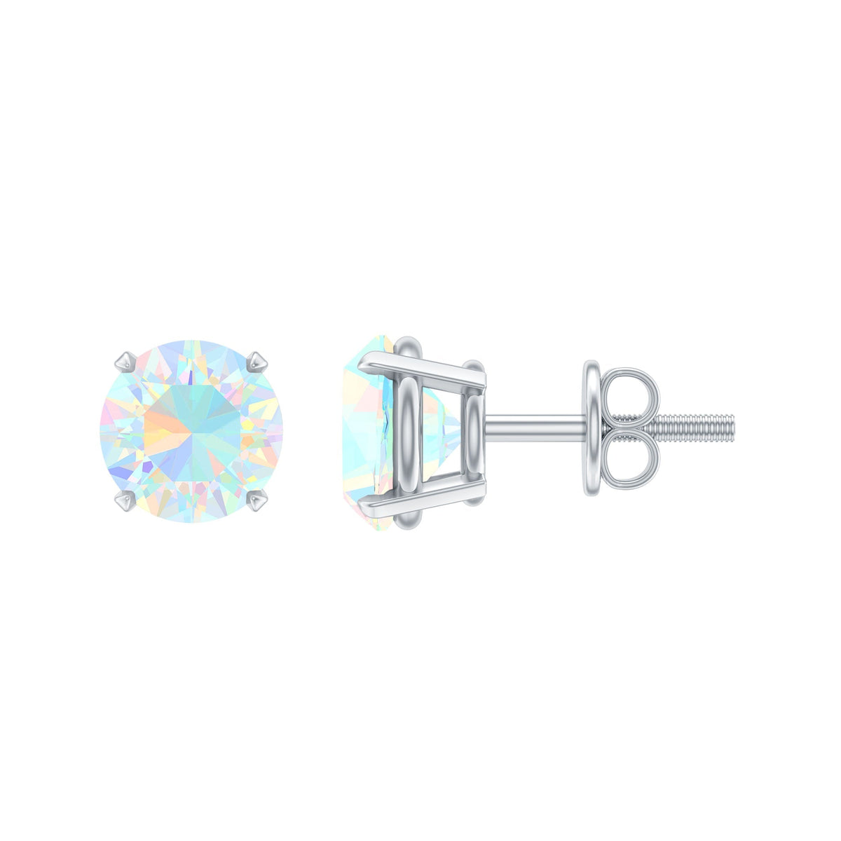Ethiopian Opal Earrings – 5mm Round Opal Studs | Claw Setting Jewelry