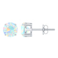 Ethiopian Opal Earrings – 6mm Round Solitaire Studs | October Birthstone Gift