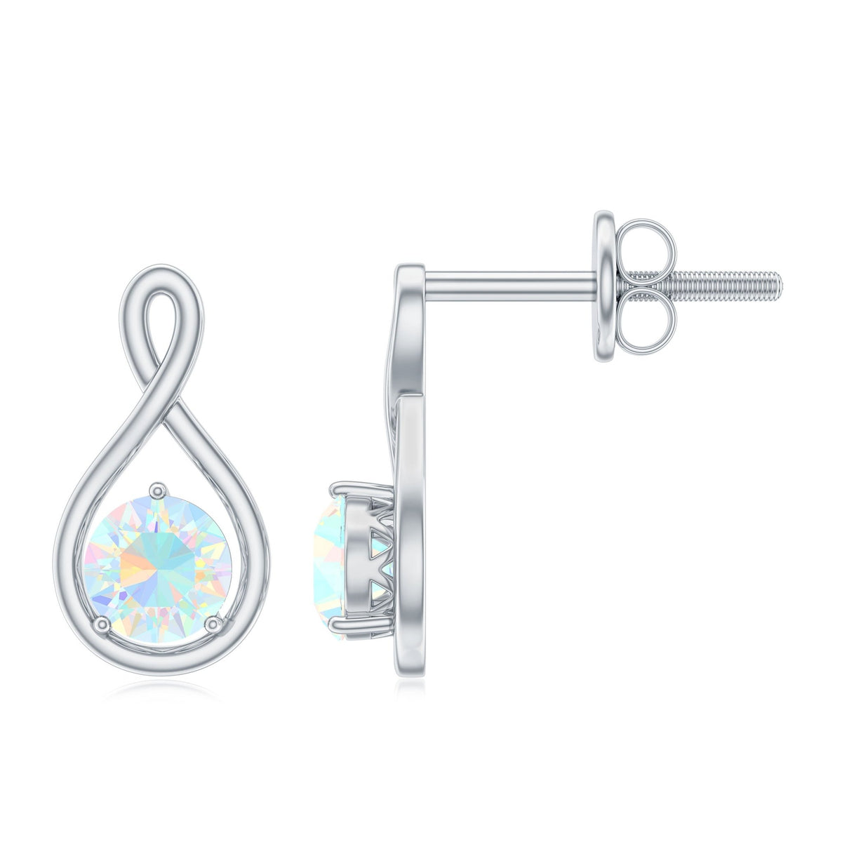 Ethiopian Opal Earrings – AAA Quality Rainbow Opal Studs | Infinity Symbol Jewelry