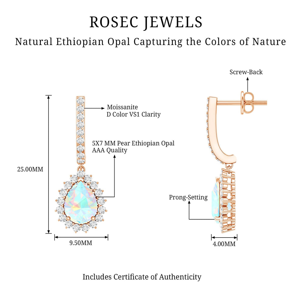 Ethiopian Opal Earrings – Bridal Teardrop Earrings with Moissanite Accent Studs