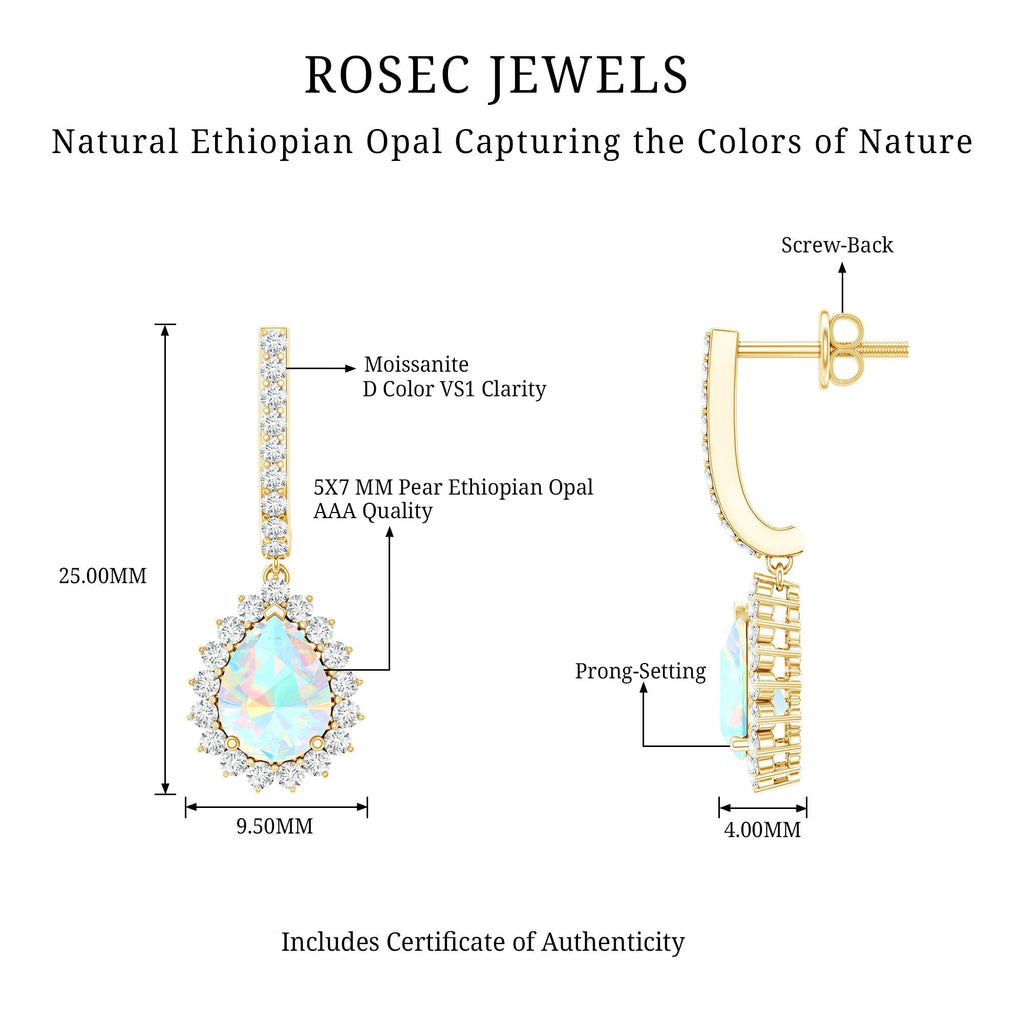 Ethiopian Opal Earrings – Bridal Teardrop Earrings with Moissanite Accent Studs