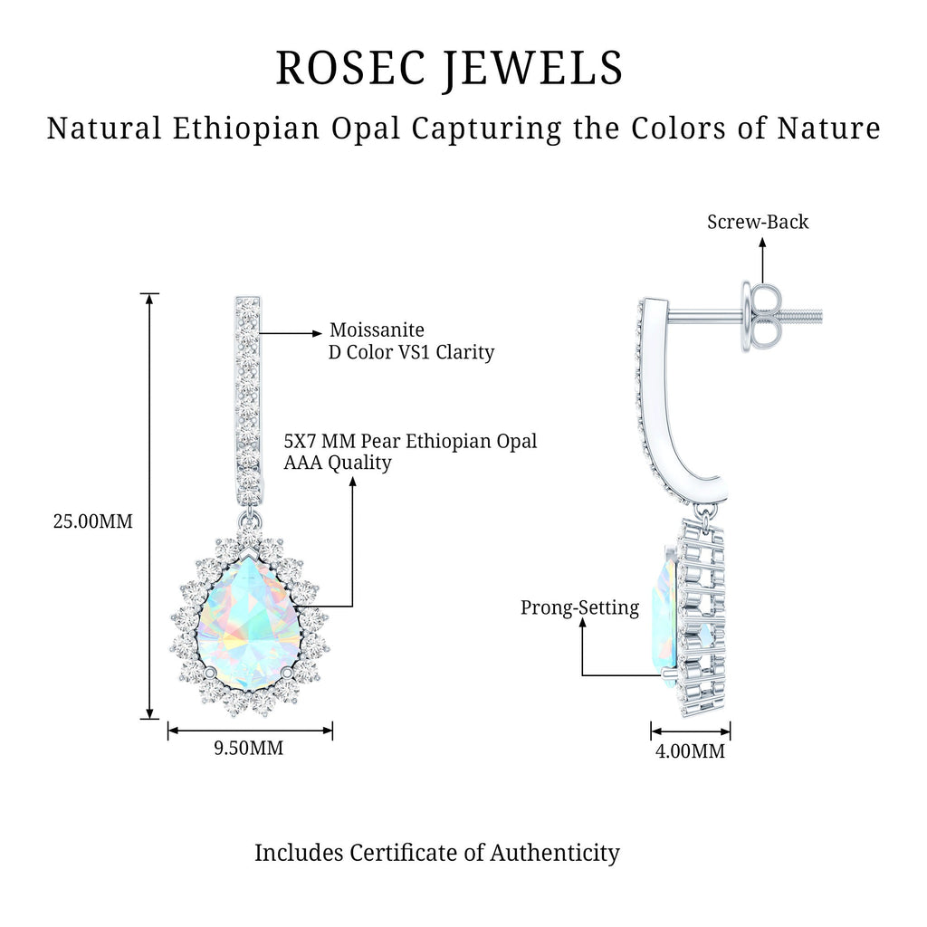 Ethiopian Opal Earrings – Bridal Teardrop Earrings with Moissanite Accent Studs