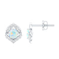 Ethiopian Opal Earrings – Vintage Opal Studs with Diamond Accent in Prong Setting