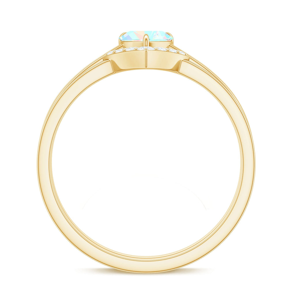 Ethiopian Opal Heart Engagement Ring with Diamond Wedding Band