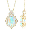 Ethiopian Opal Necklace – Vintage Opal Pendant With Lab Grown Diamonds 2 Carat