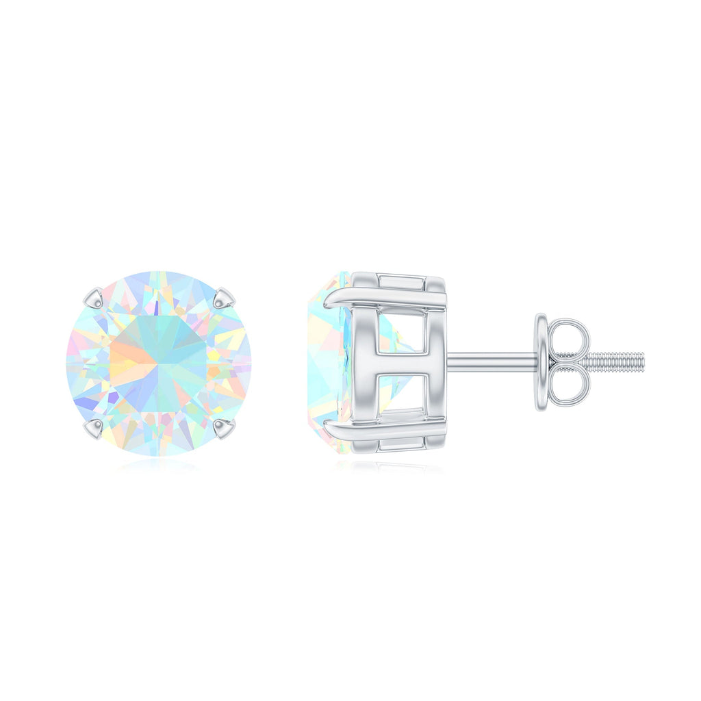 Ethiopian Opal Stud Earrings – 4 Carat Round Cut Solitaire Claw Setting