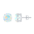 Ethiopian Opal Stud Earrings – 4 Carat Round Cut Solitaire Claw Setting
