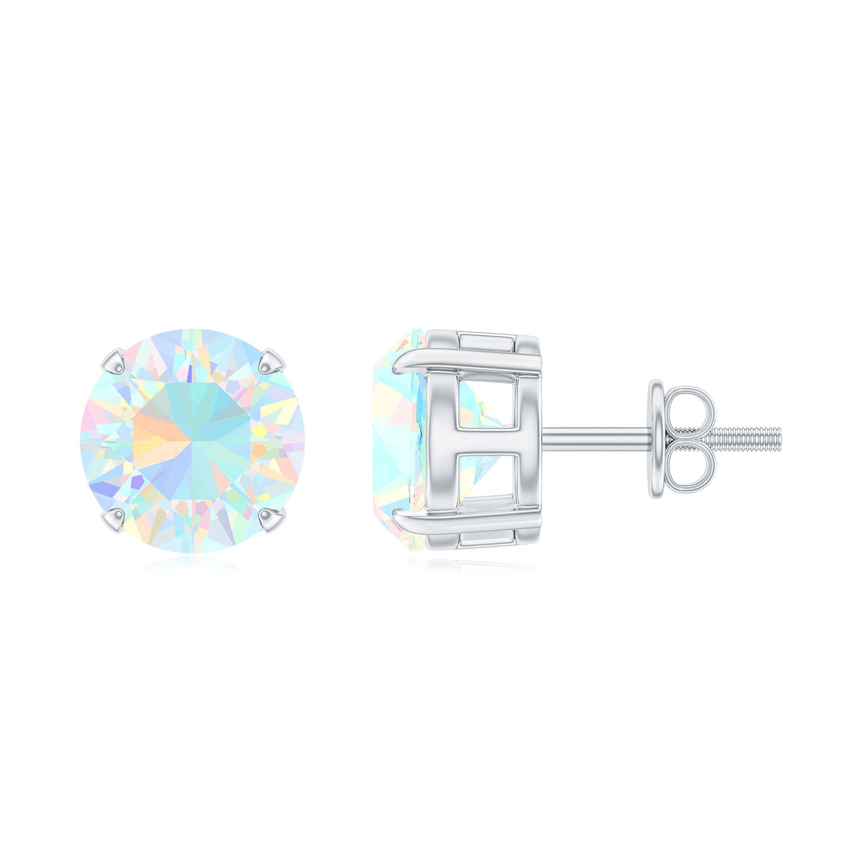 Ethiopian Opal Stud Earrings – 4 Carat Round Cut Solitaire Claw Setting