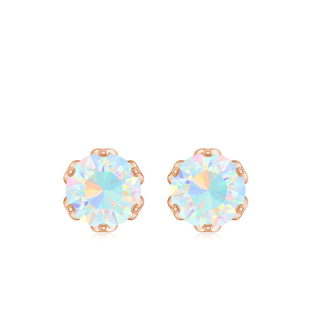 Ethiopian Opal Stud Earrings – 6mm Round AAA Quality Solitaire With Screw Back Closure
