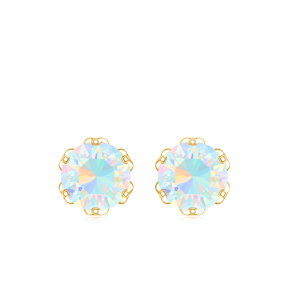 Ethiopian Opal Stud Earrings – 6mm Round AAA Quality Solitaire With Screw Back Closure