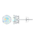 Ethiopian Opal Stud Earrings – Natural Opal Crown Earrings with Secure Screw Back