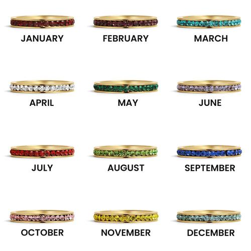 18K Gold Eternity Ring – Hypoallergenic Birthstone CZ Channel Set Jewelry