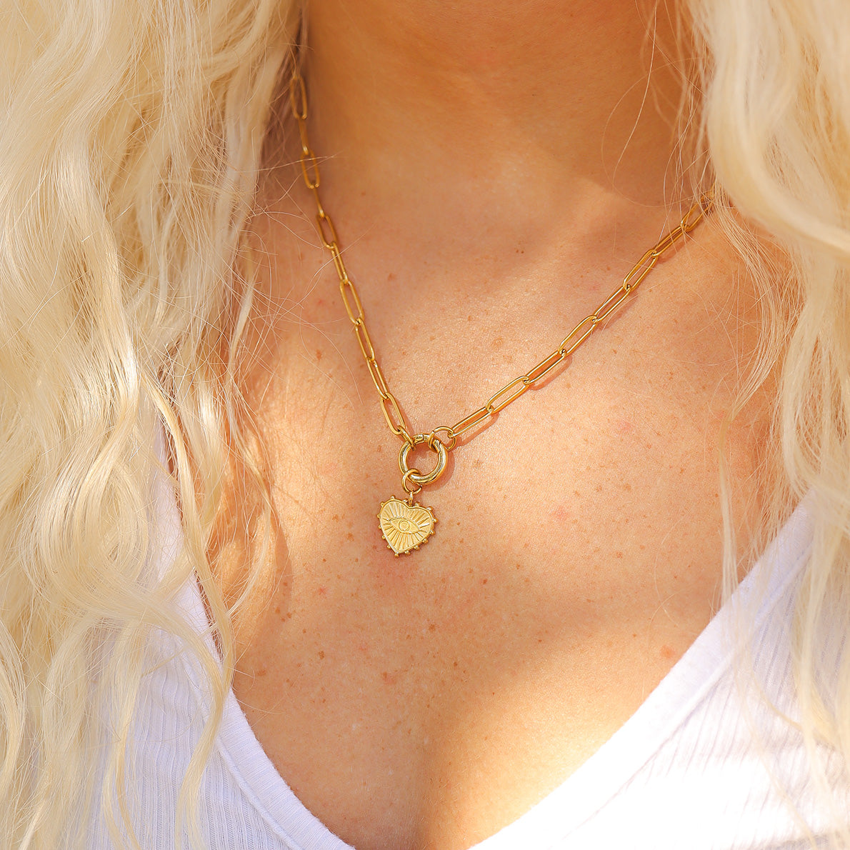 Paperclip Charm Keeper Necklace Lifestyle