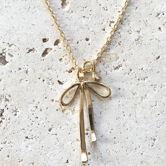 Golden Ribbon Drip Necklace -18" Chain