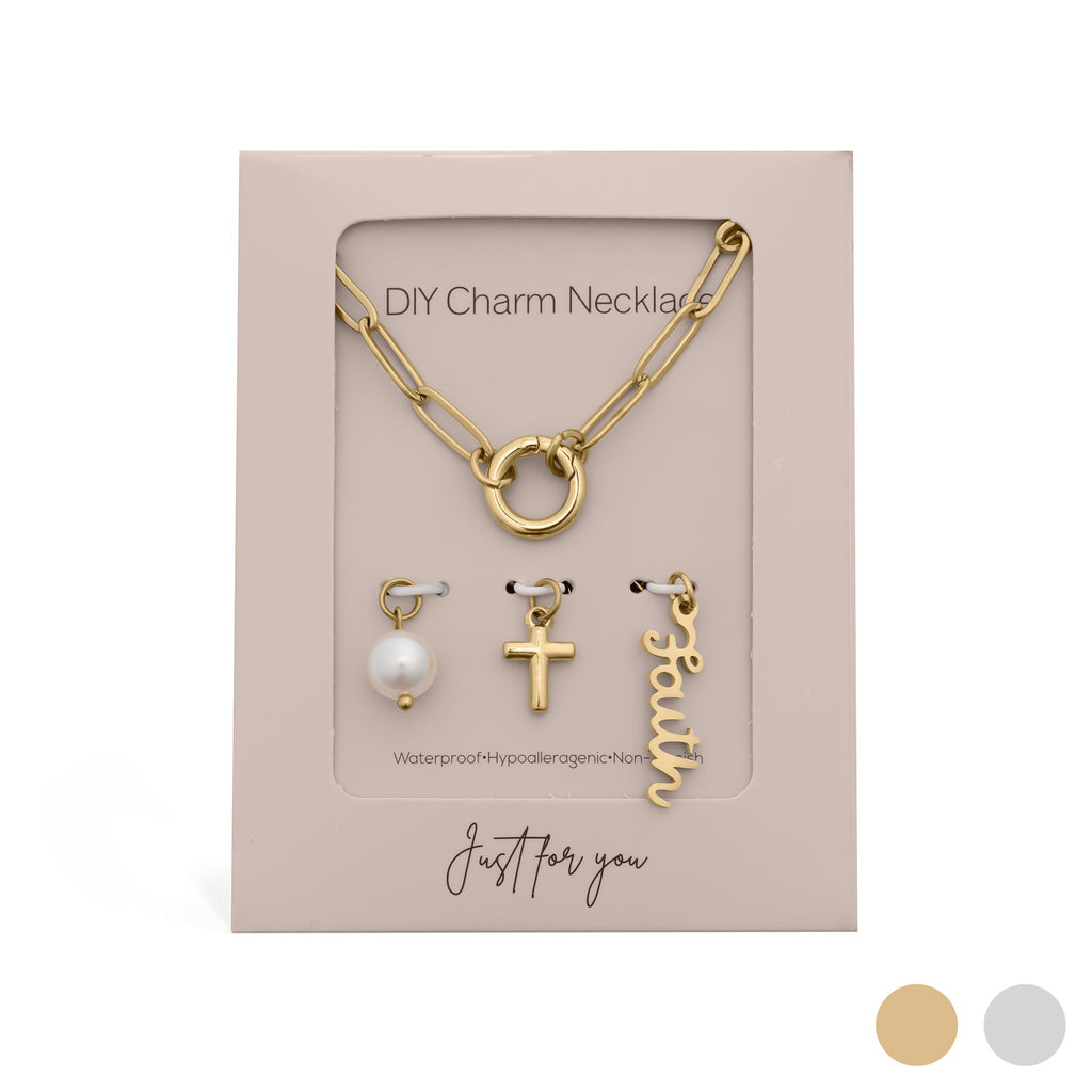 Faith Charm Necklace – 18K Gold Plated Stainless Steel Paperclip Holder Gift Set - Charm Necklace | Sunflower Soul Boutique