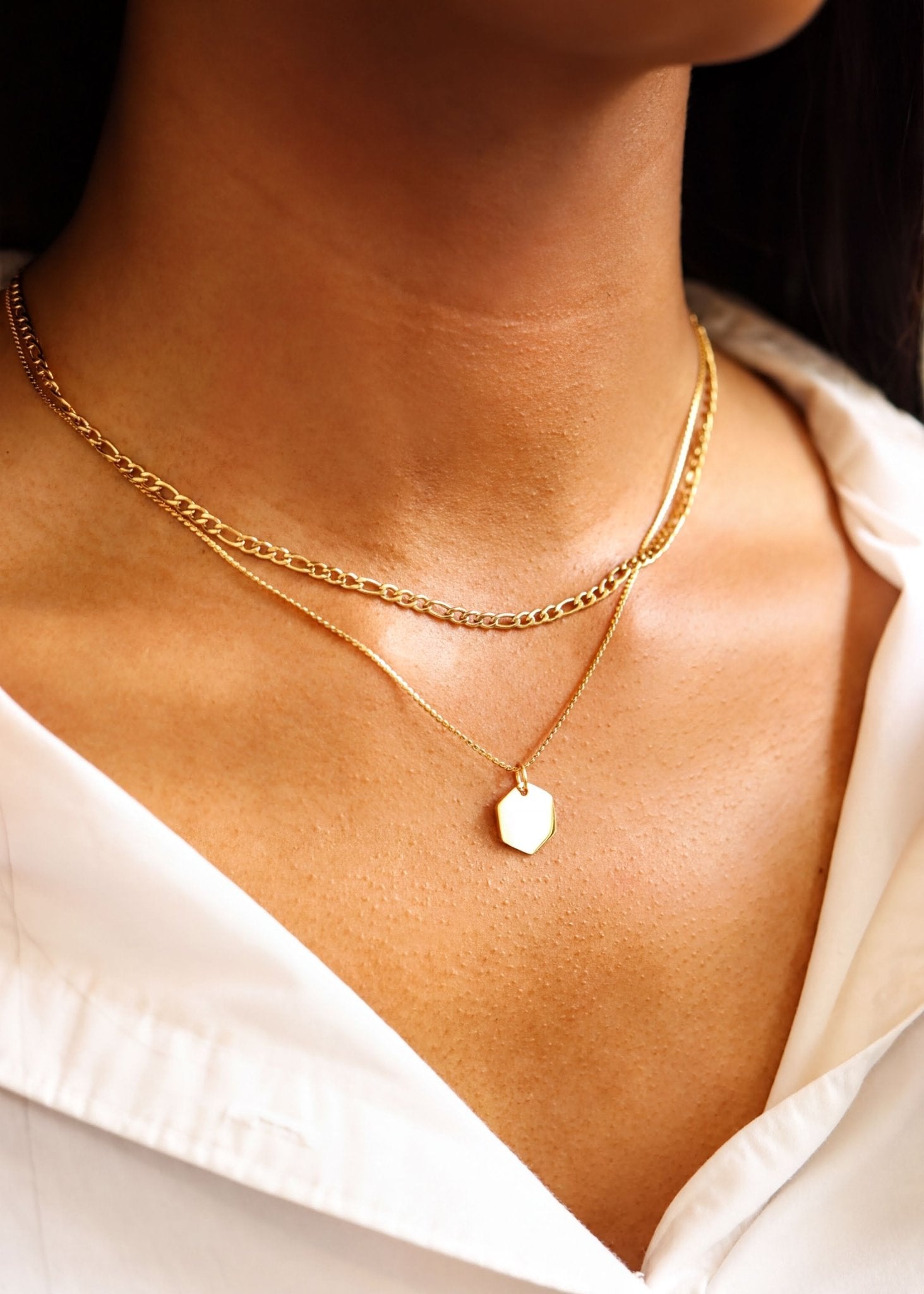 Figaro Chain Necklace – 18K Gold Link Jewelry | Tarnish Resistant, Waterproof Design - Chain | Sunflower Soul Boutique