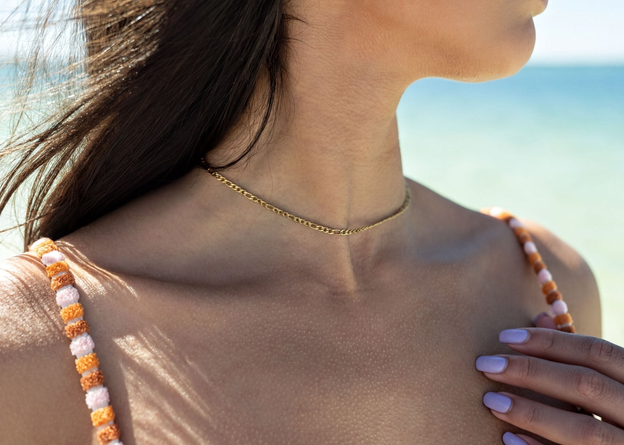 Figaro Chain Necklace – 18K Gold Link Jewelry | Tarnish Resistant, Waterproof Design - Chain | Sunflower Soul Boutique