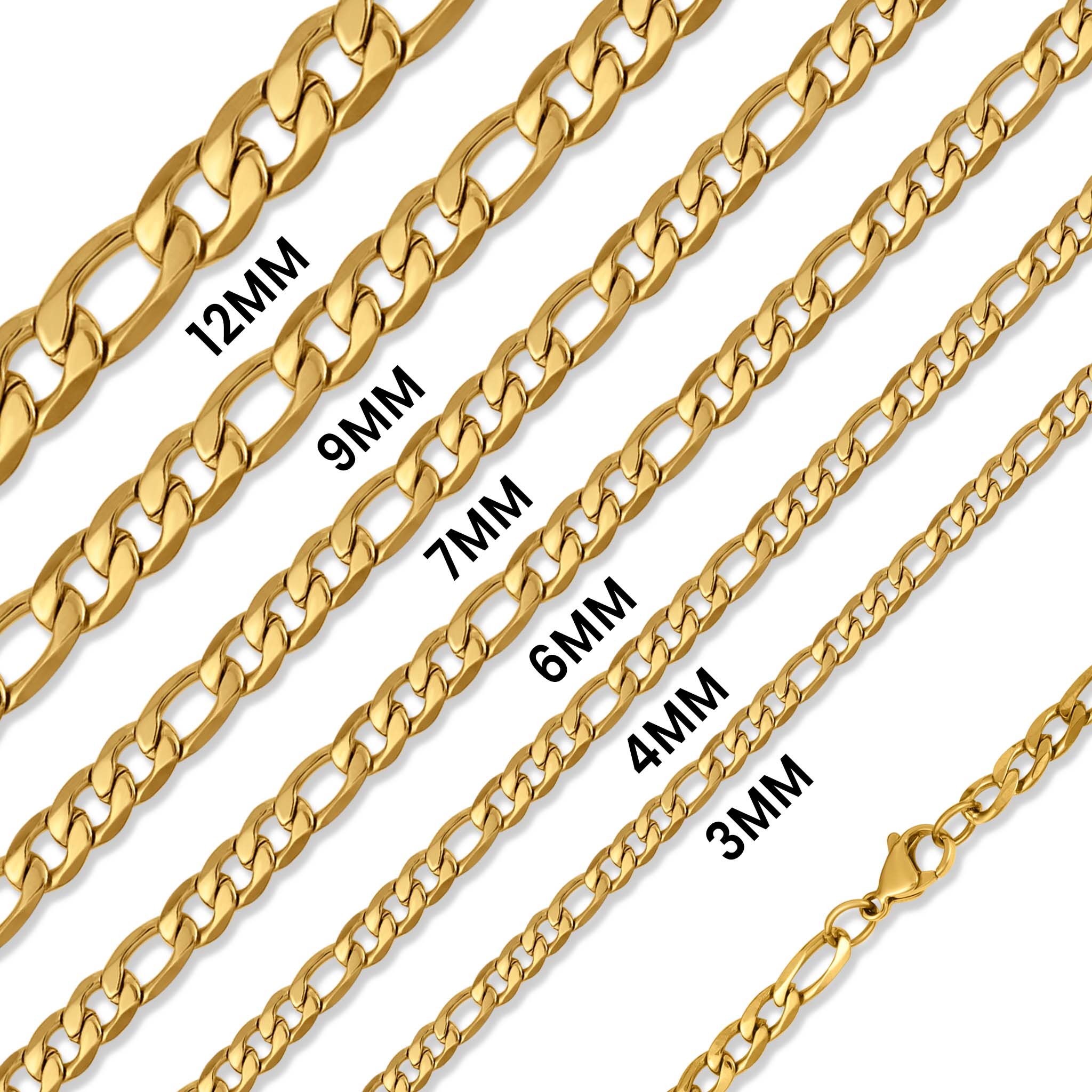 Figaro Chain Necklace – 18K Gold Link Jewelry | Tarnish Resistant, Waterproof Design - Chain | Sunflower Soul Boutique