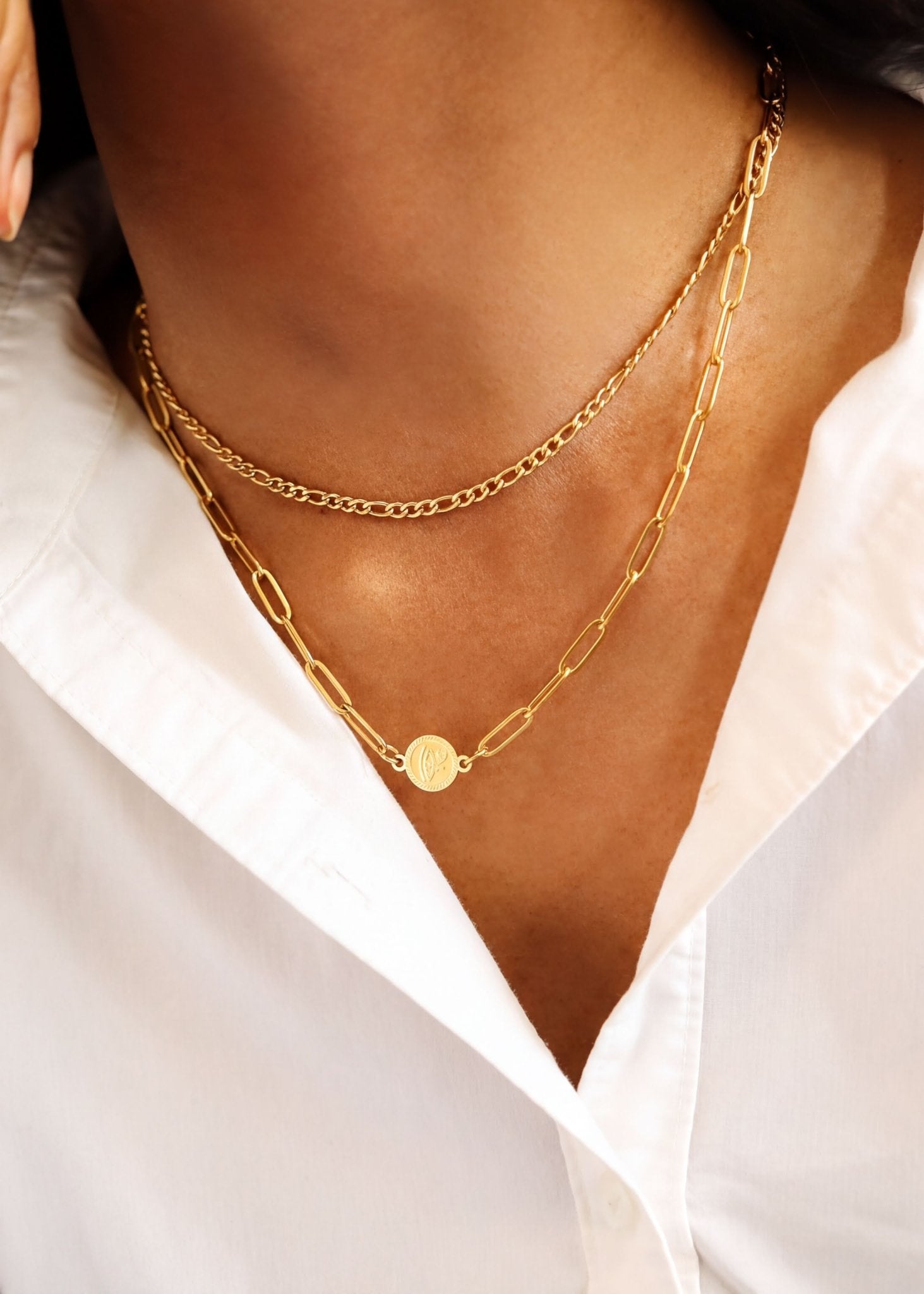 Figaro Chain Necklace – 18K Gold Link Jewelry | Tarnish Resistant, Waterproof Design - Chain | Sunflower Soul Boutique