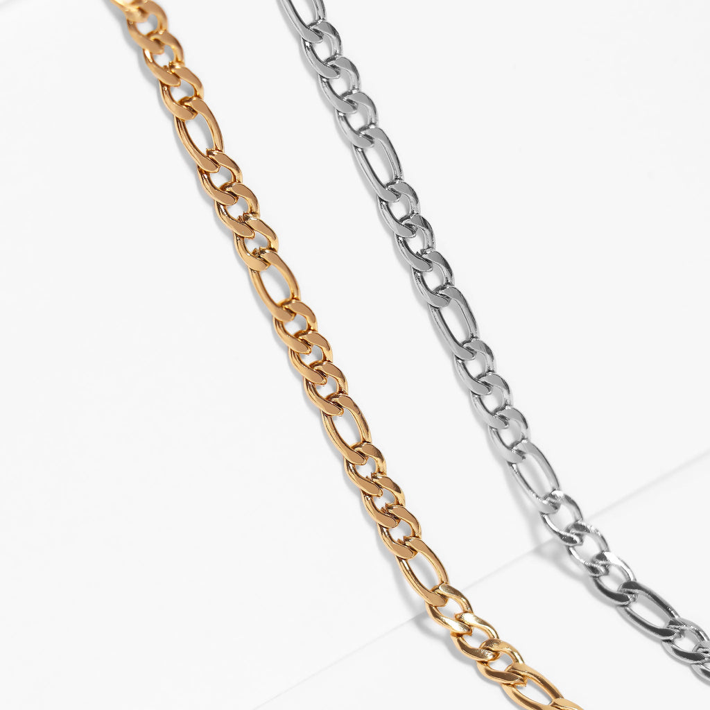 Stainless Steel Figaro Necklace – Durable Hypoallergenic Chain With Sleek Silver Links