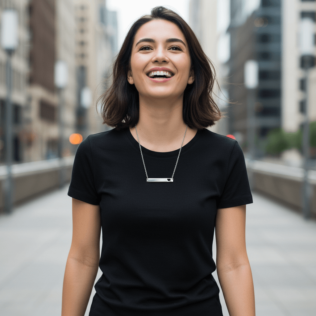 Cutout Heart Bar Necklace – 18K Gold Finish Durable Stainless Steel Jewelry