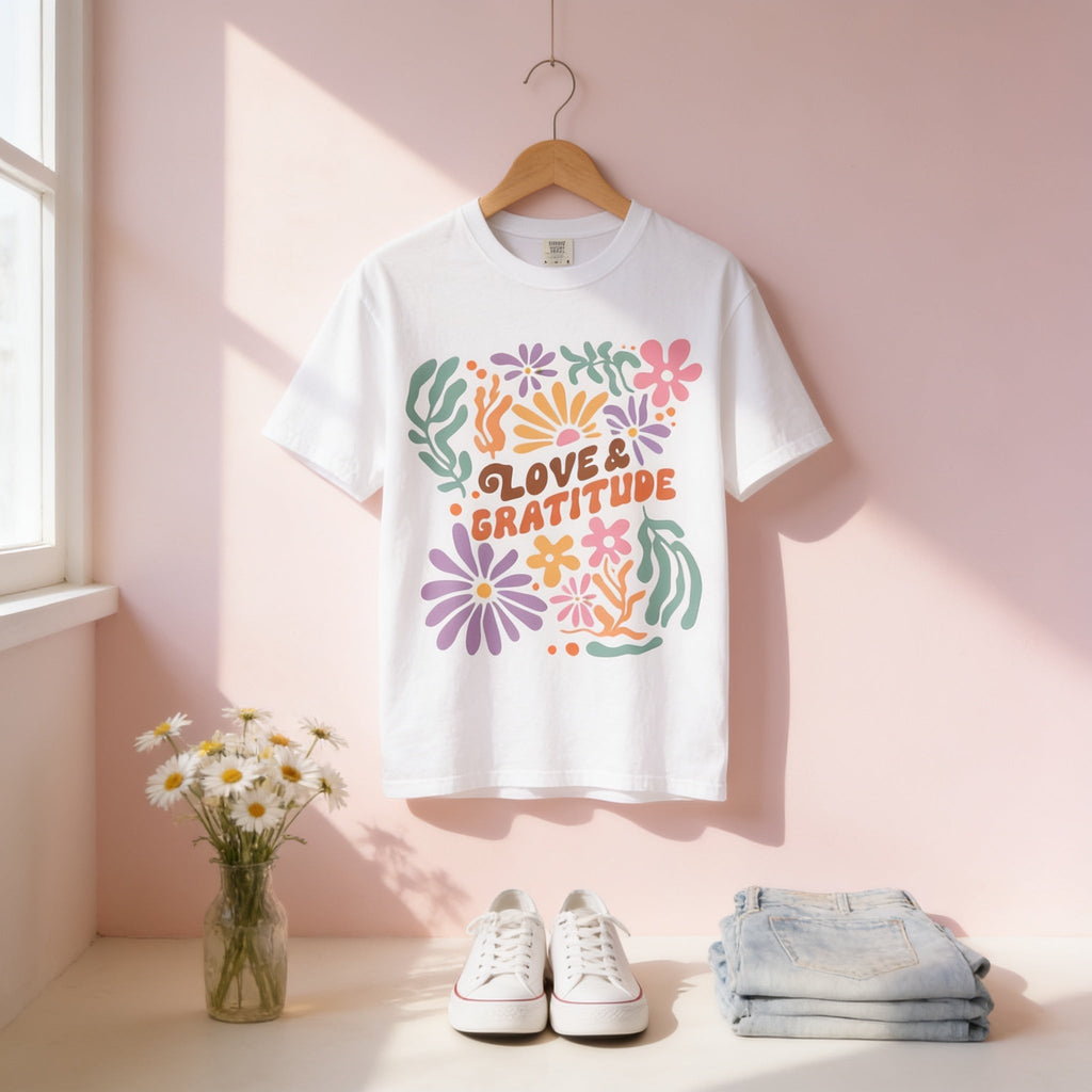 Floral Gratitude T-Shirt – Unisex Cotton Tee | Comfortable Casual Wear Shirt - T-Shirt | Sunflower Soul Boutique