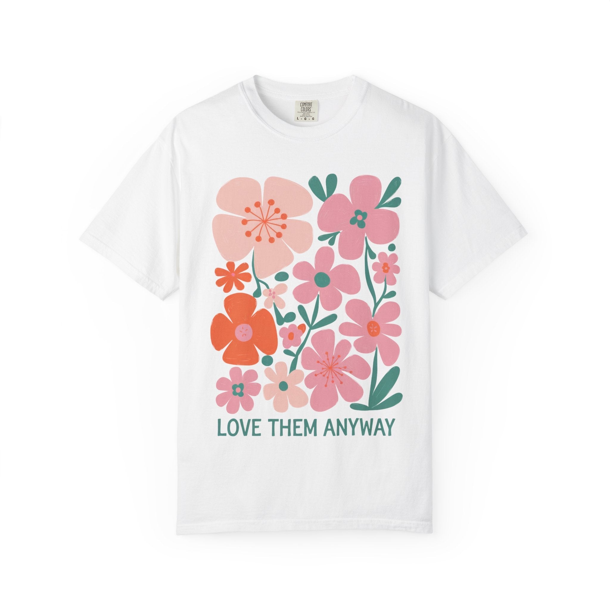 Floral Love T-Shirt – Unisex Garment-Dyed Tee With Vibrant Flower Design & Relaxed Fit - T-Shirt | Sunflower Soul Boutique