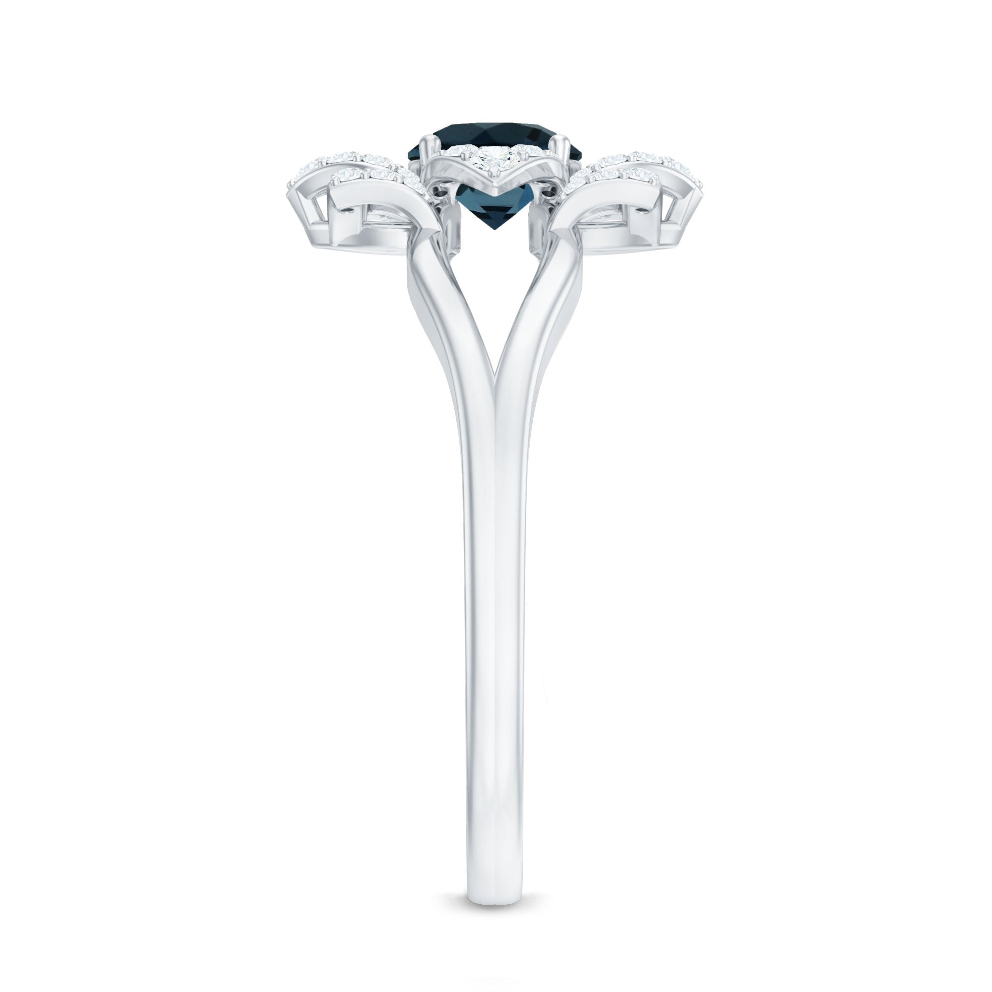 Flower Inspired London Blue Topaz and Diamond Engagement Ring