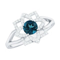 Flower Inspired London Blue Topaz and Diamond Engagement Ring